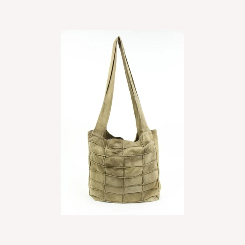 Chanel Light Brown Suede Patchwork Messenger Shopper Bag 87cz418s